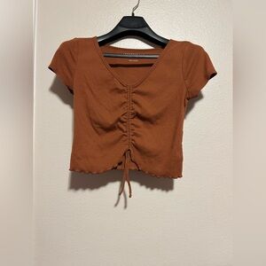 Aeropostale Big Girl Burnt Orange Ribbed Tee-size M